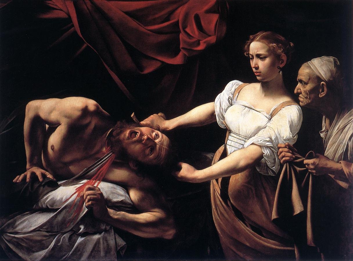 Judith Headhead HolofernesnFrancais: Judith decapitant Holophernen av Michelangelo Merisi Caravaggio