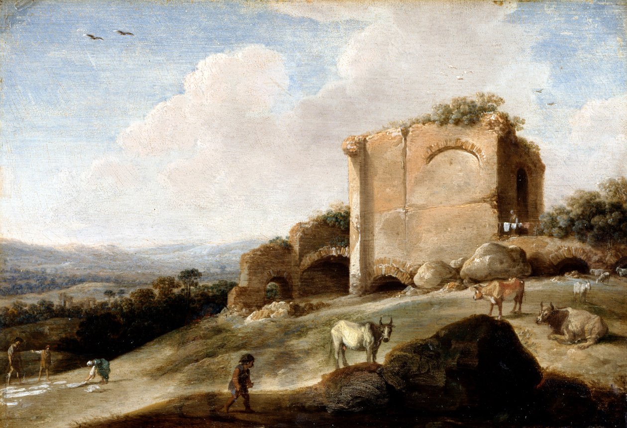 Landskap med en romersk ruin av Carel Cornelisz De Hooch