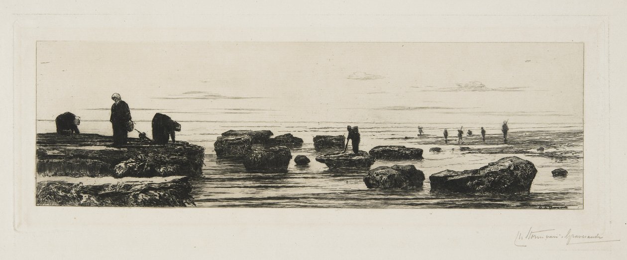 Tangsamlerne ved Veules, ca. 1885 av Carel Nicolaas Storm van 