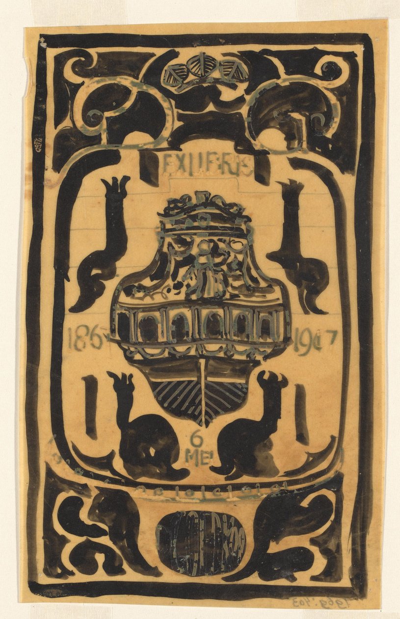 Entwurf für ein Exlibris für D. Goedkoop av Carel Adolph Lion Cachet