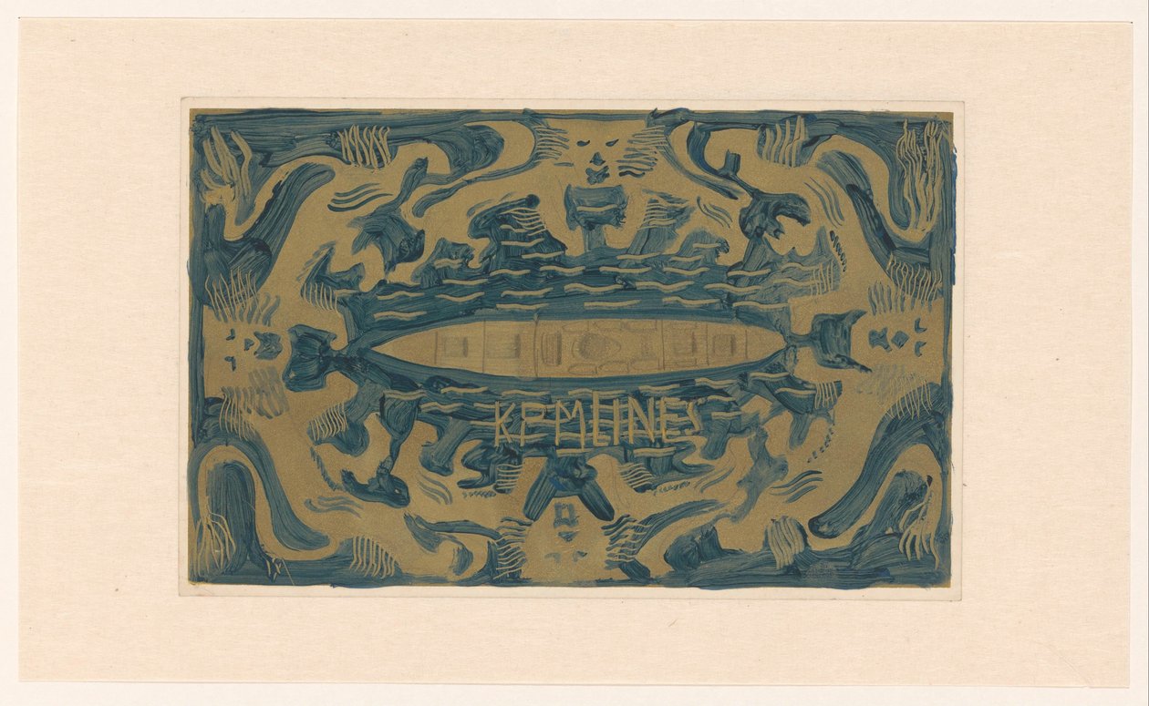 Design for vignett av Koninklijke Paketvaart Maatschappij, K.P.M. linjer av Carel Adolph Lion Cachet