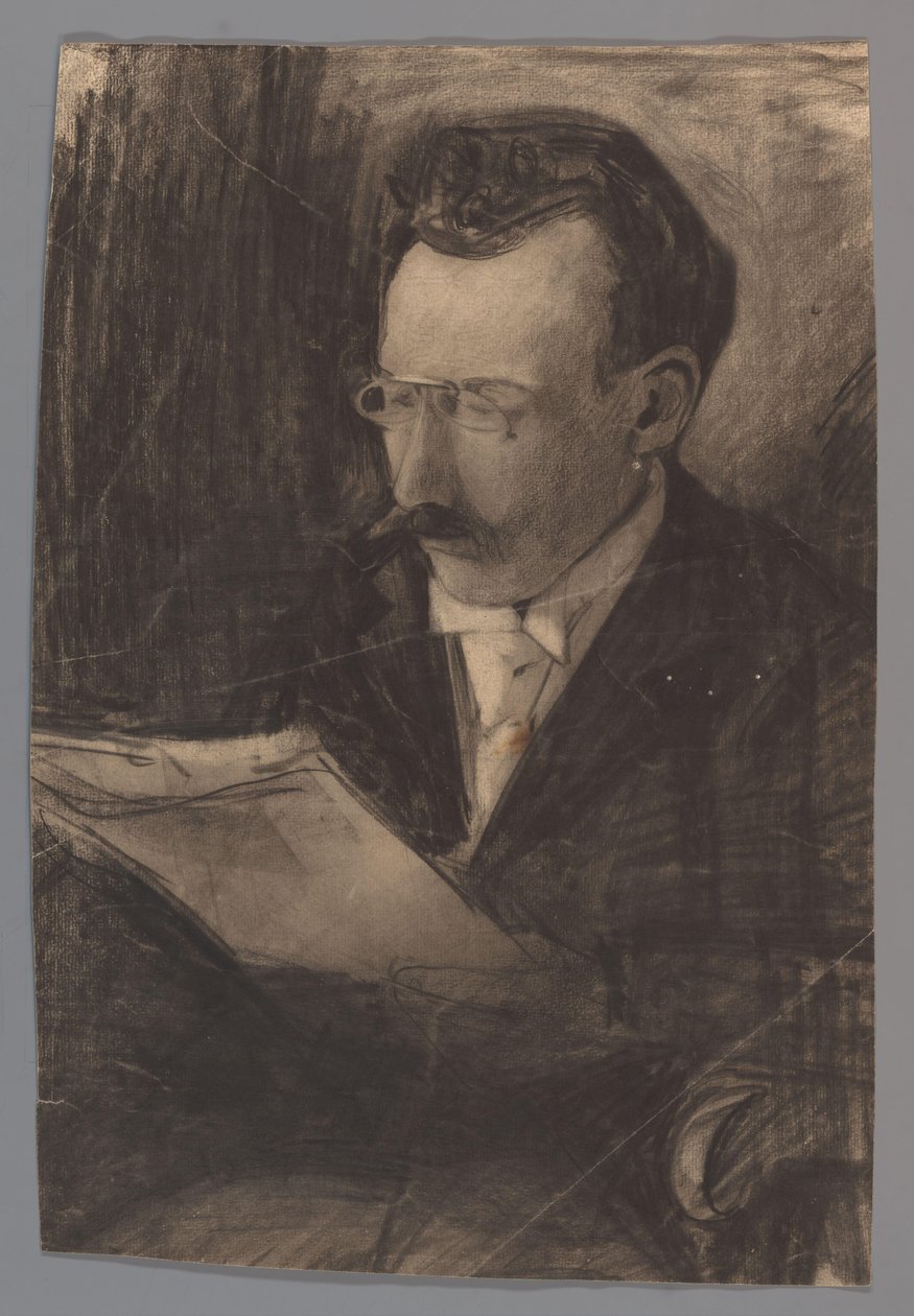Portrett av en mann som leser av Carel Adolph Lion Cachet
