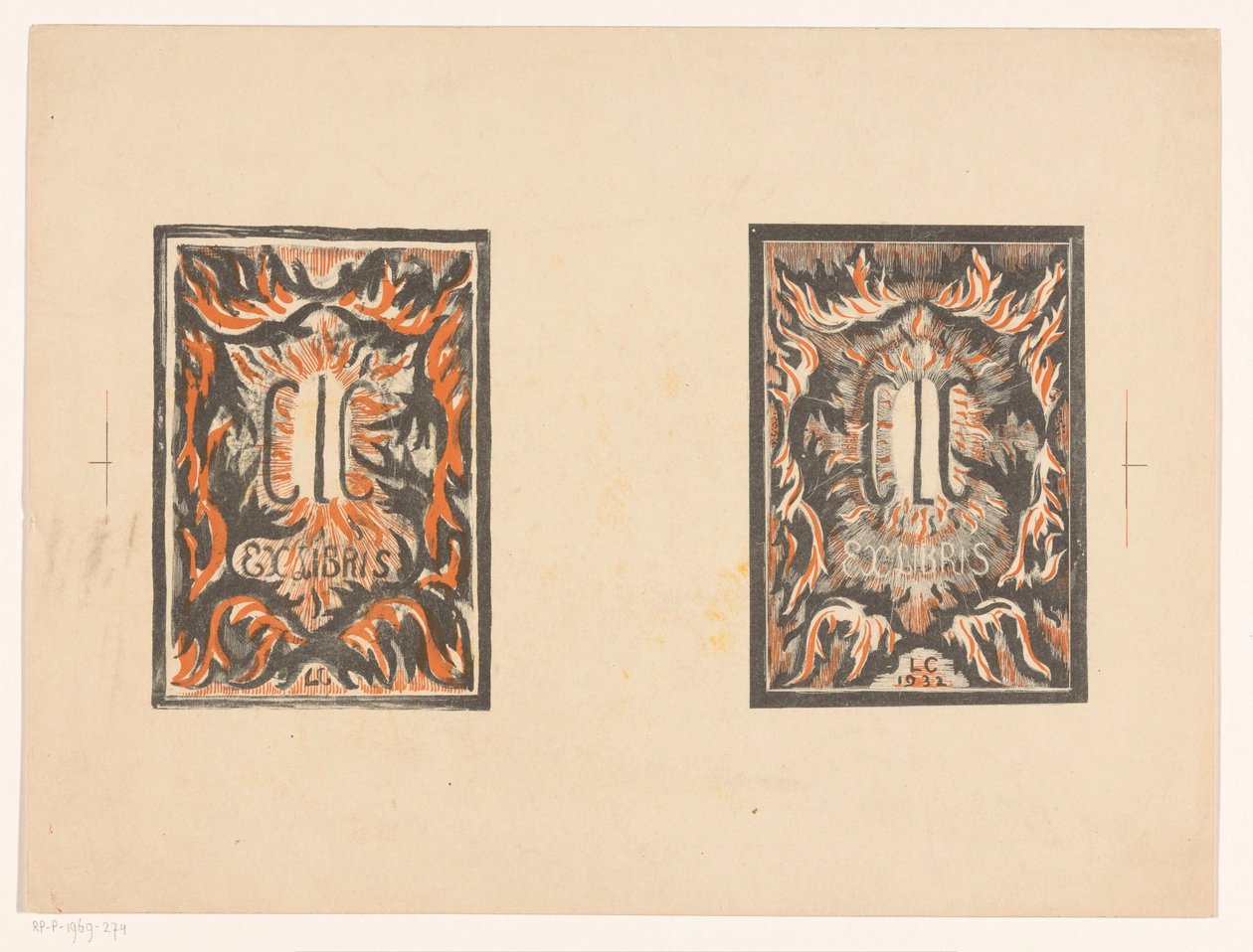 To ex-libris av Carel Lion Cachet av Carel Adolph Lion Cachet