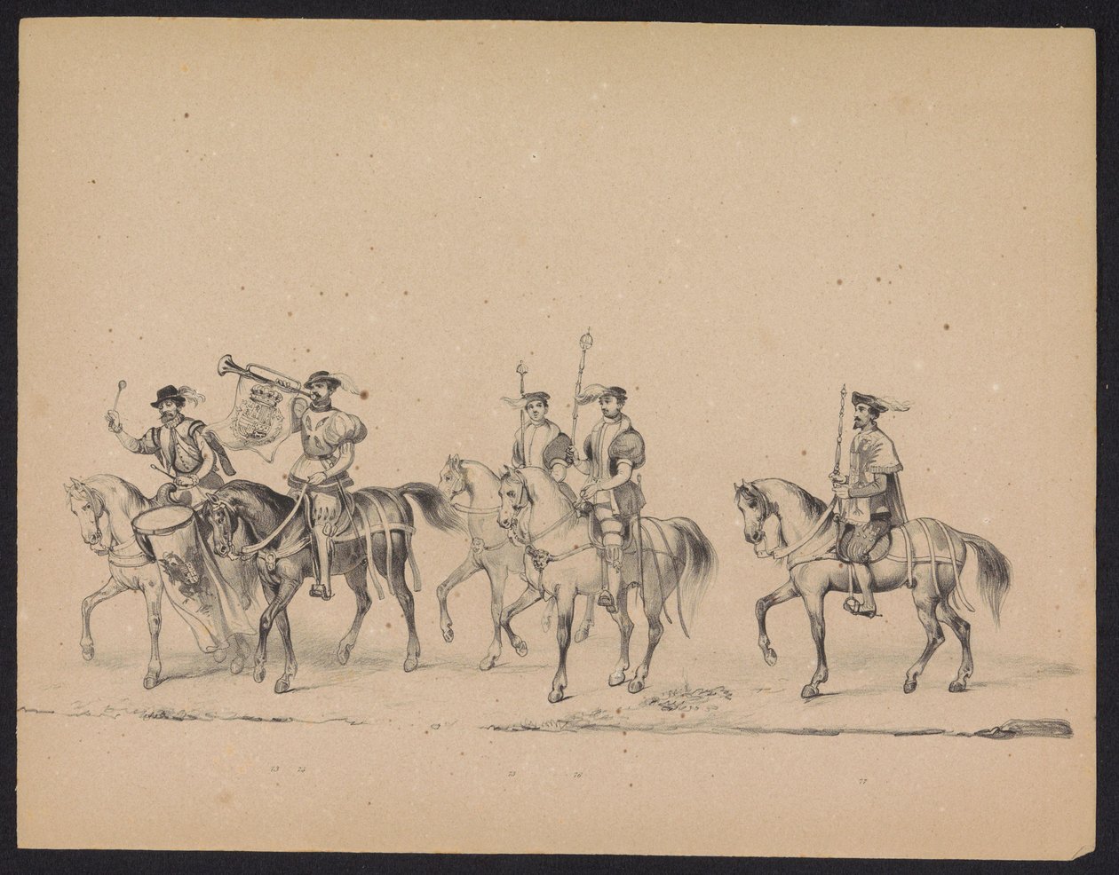 Maskerade van de Utrechtse studenten, 1846 (plaat 13) Afbeelding van den gecostumeerden optogt, voorstellende den in togt van Philips II, Prins van Spanje, in Utrecht, den 3en October 1549, gehouden den 17en Junij 1846, door H.H. Studenten der Utrechtsche  av Carel Christiaan Antony Last