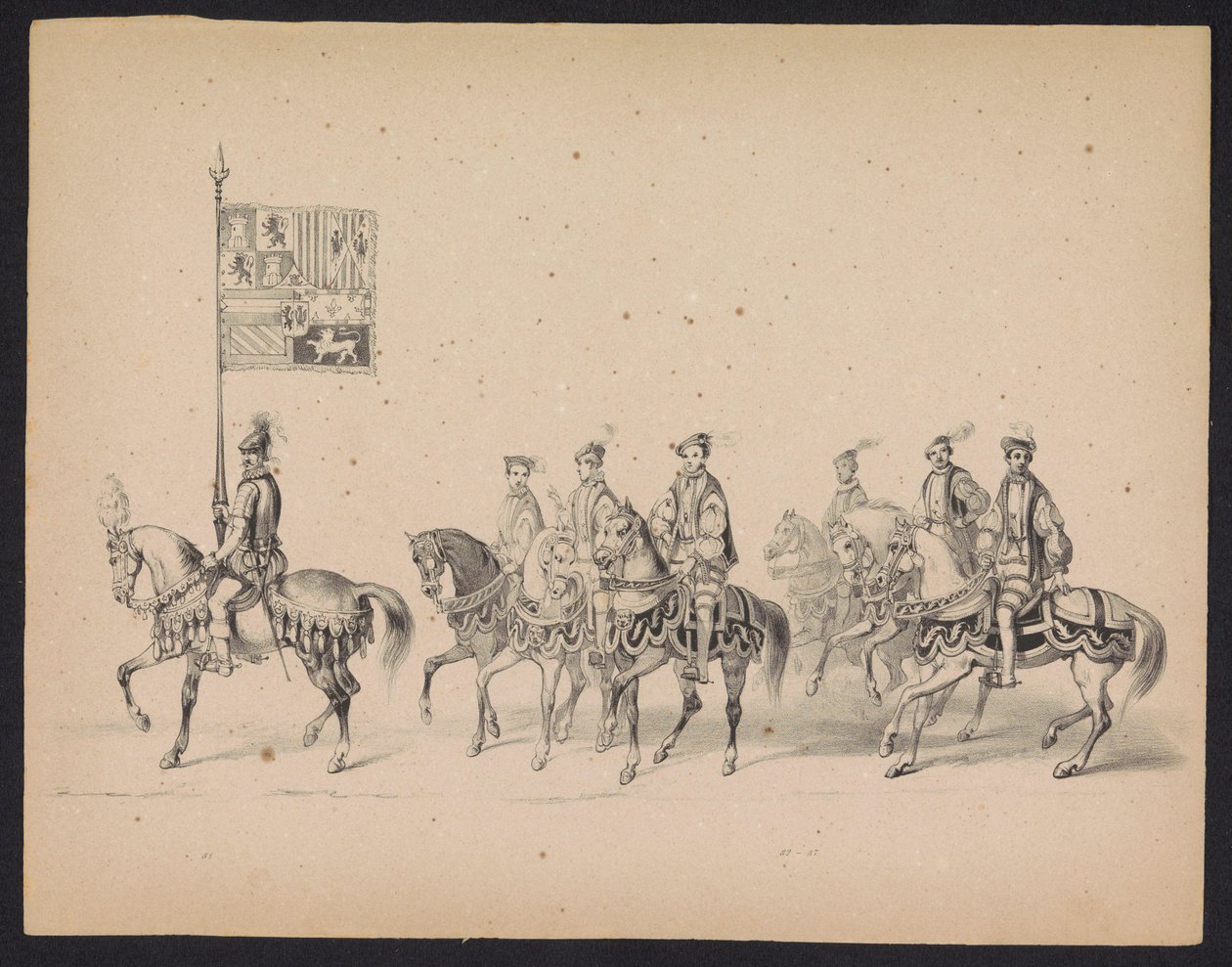 Masquerade of the Utrecht Students, 1846 (plate 15) Skildring av den kostymede prosesjonen, som viser prosesjonen til Filip II, Prins av Spania, i Utrecht, 3. oktober 1549, holdt 17. juni 1846, av H.H. Studenter ved Utrechtsche av Carel Christiaan Antony Last