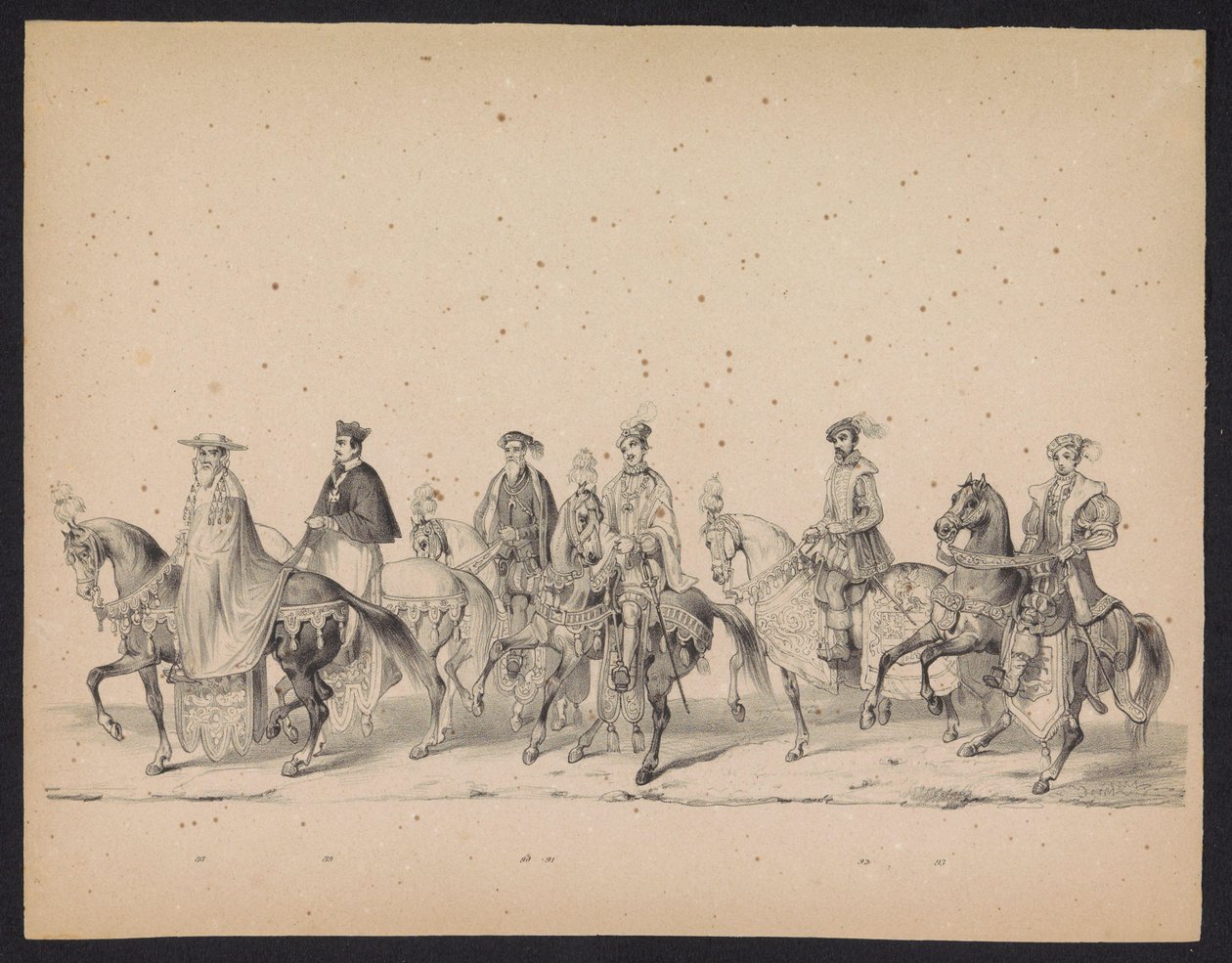 Masquerade of the Utrecht Students, 1846 (Plate 16) Skildring av den kostymede prosesjonen, som viser prosesjonen til Filip II, Prins av Spania, i Utrecht, 3. oktober 1549, holdt 17. juni 1846, av H.H. Studenter ved Utrechtsche av Carel Christiaan Antony Last
