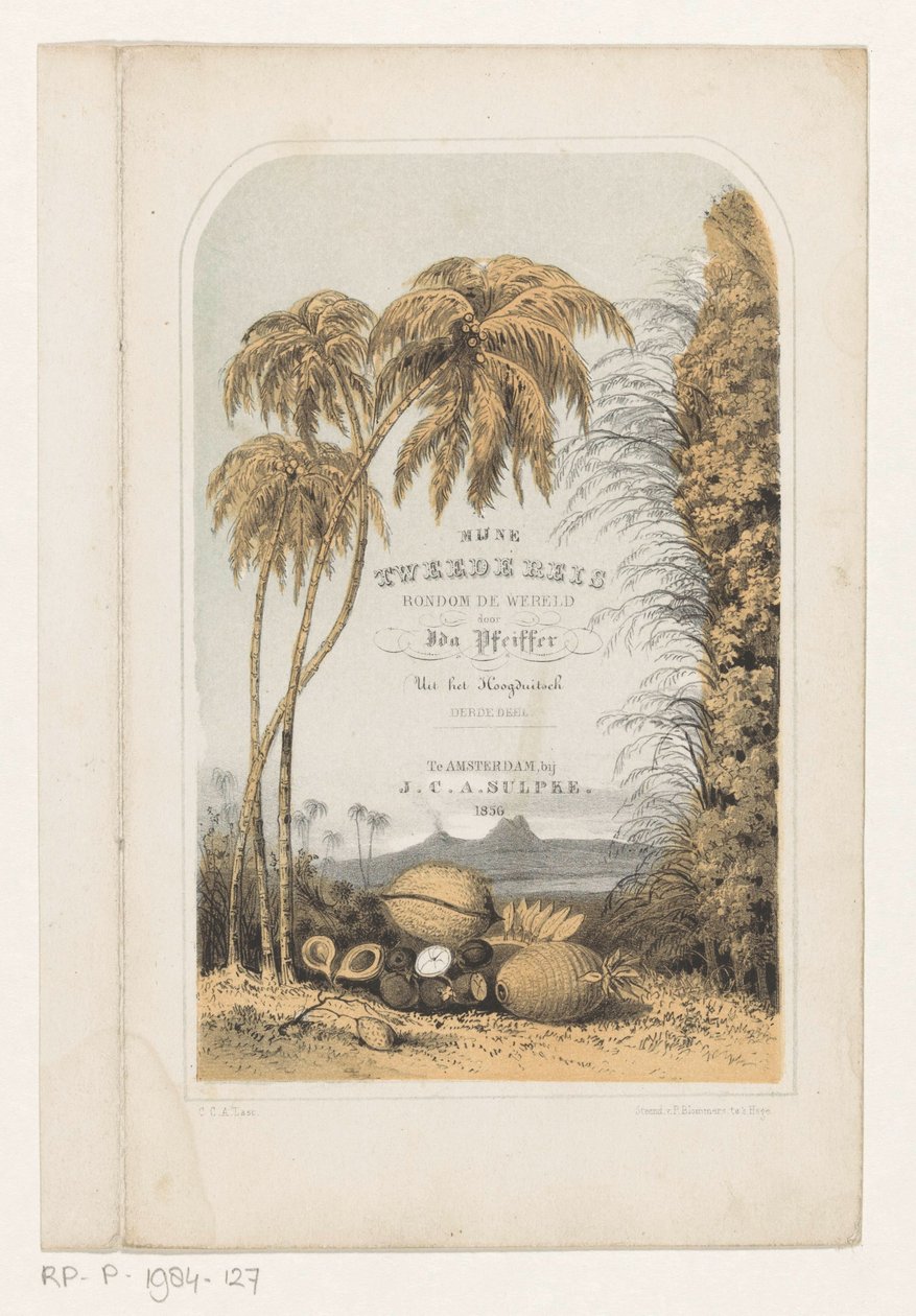 Tropisk landskap Tittelside for: Ida Pfeiffer, My Second Voyage Around the World, 1856 av Carel Christiaan Antony Last