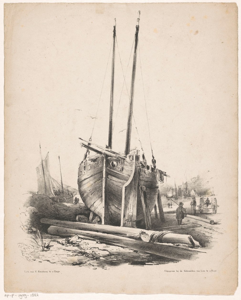 Fiskebåt under reparasjon av Carel Christiaan Antony Last