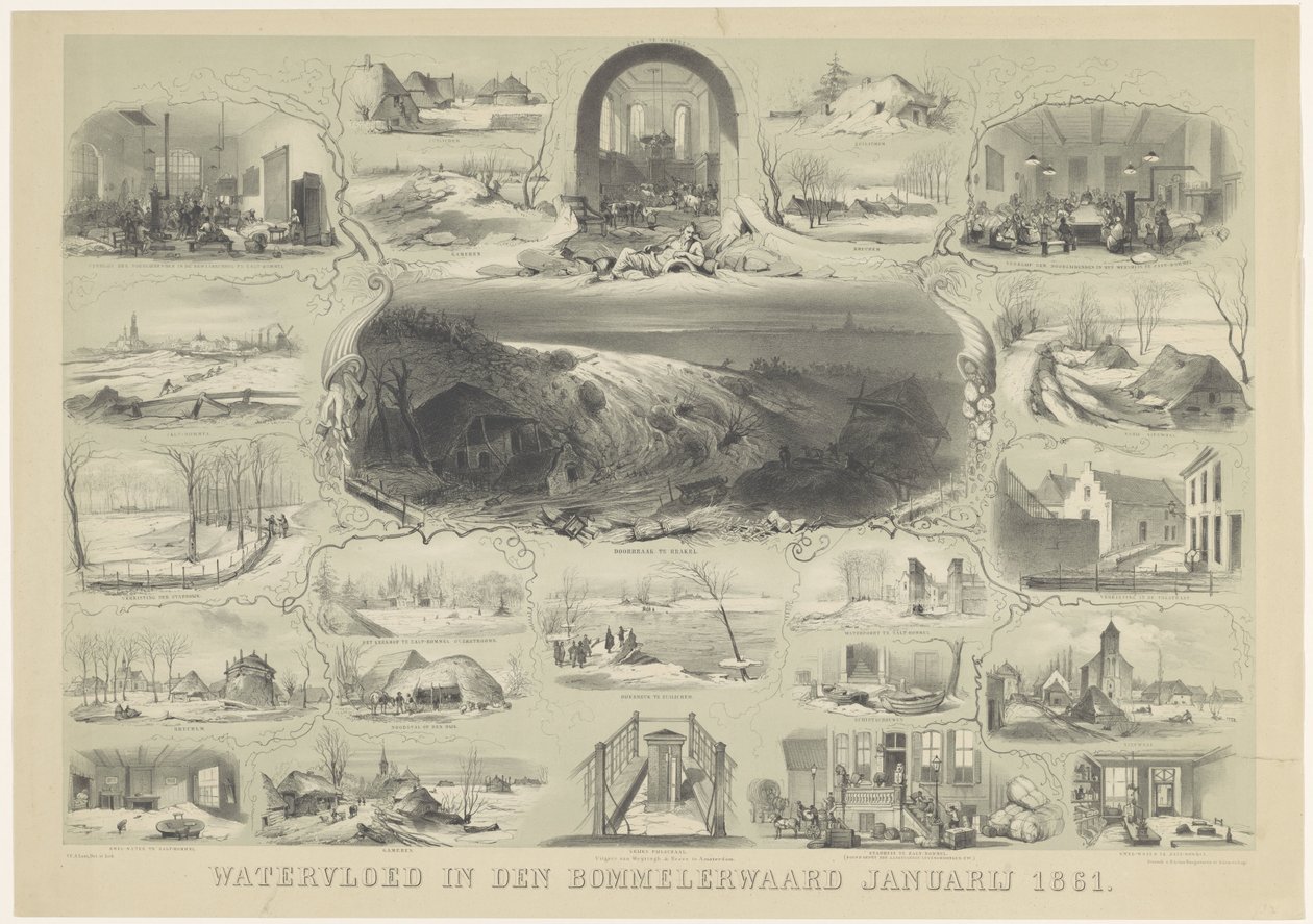 Flom i den Bommelerwaard januar 1861 (tittel på objekt) av Carel Christiaan Antony Last