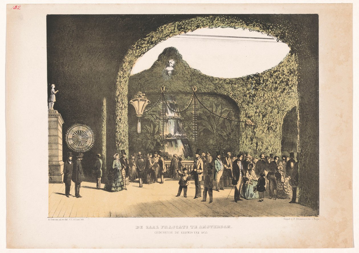 Rom i Frascati i Amsterdam 1855 Rommet Frascati i Amsterdam under messen i 1855 (tittel på objekt) av Carel Christiaan Antony Last