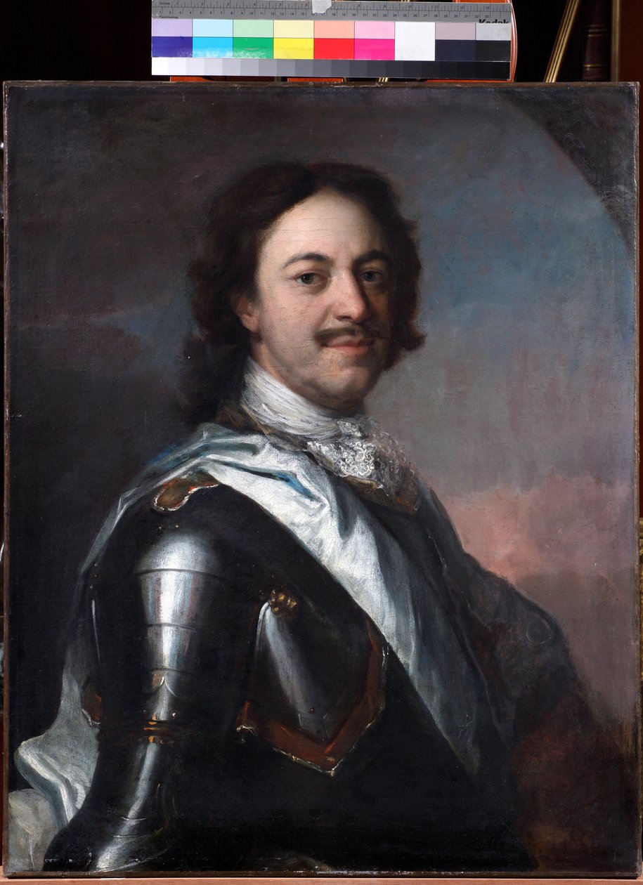 Pierre le grand - Portrett av keiser Peter I den store (1672-1725) av Carel (Charles) de Moor (1656-1738), - Olje på lerret, 77x62 - Privat samling av Carel De Moor