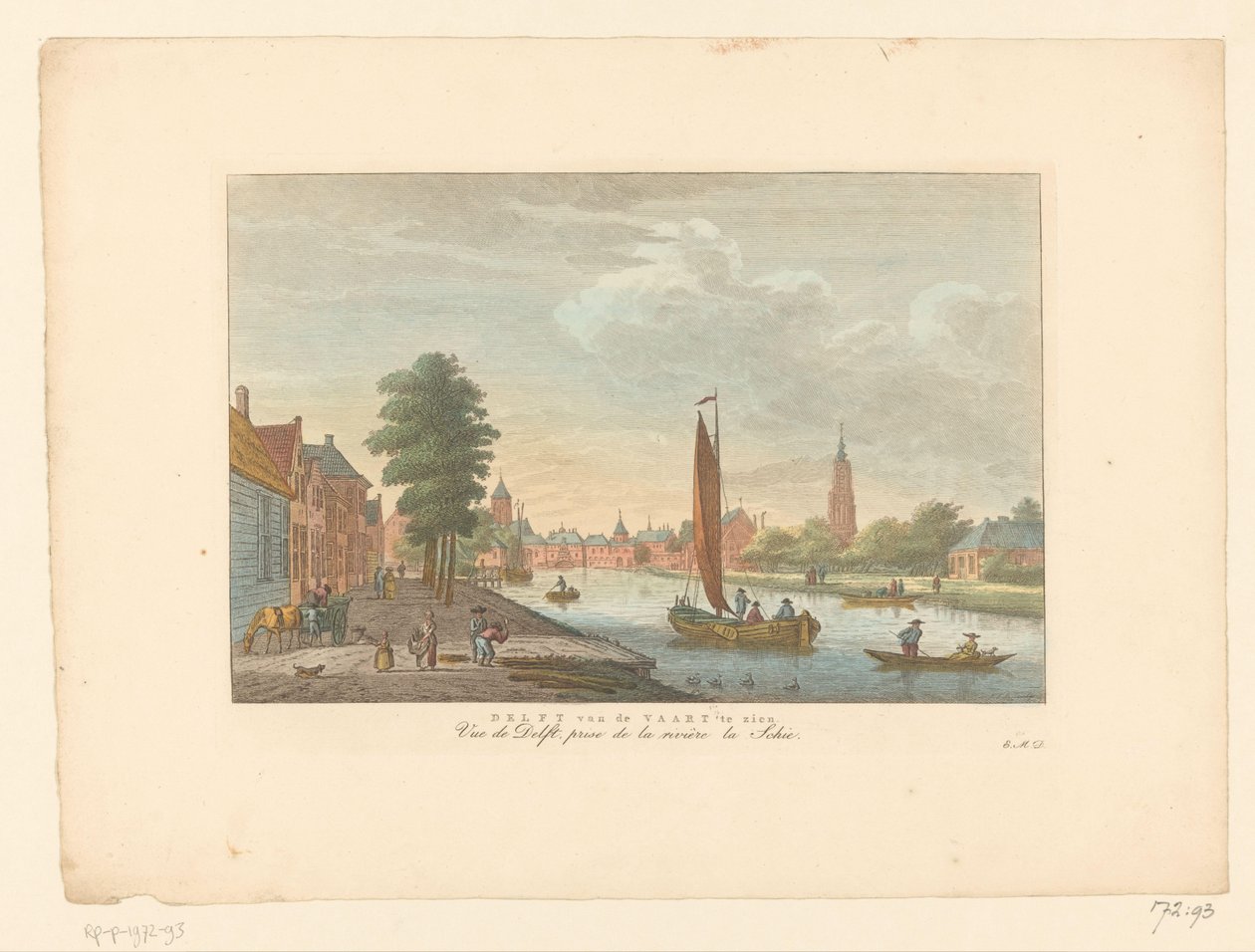 Utsikt over Amersfoort Delft van de Vaart utstilt / Vue de Delft, prize de la riviere la Schie (tittel på objekt) av Carel Frederik Bendorp (I)
