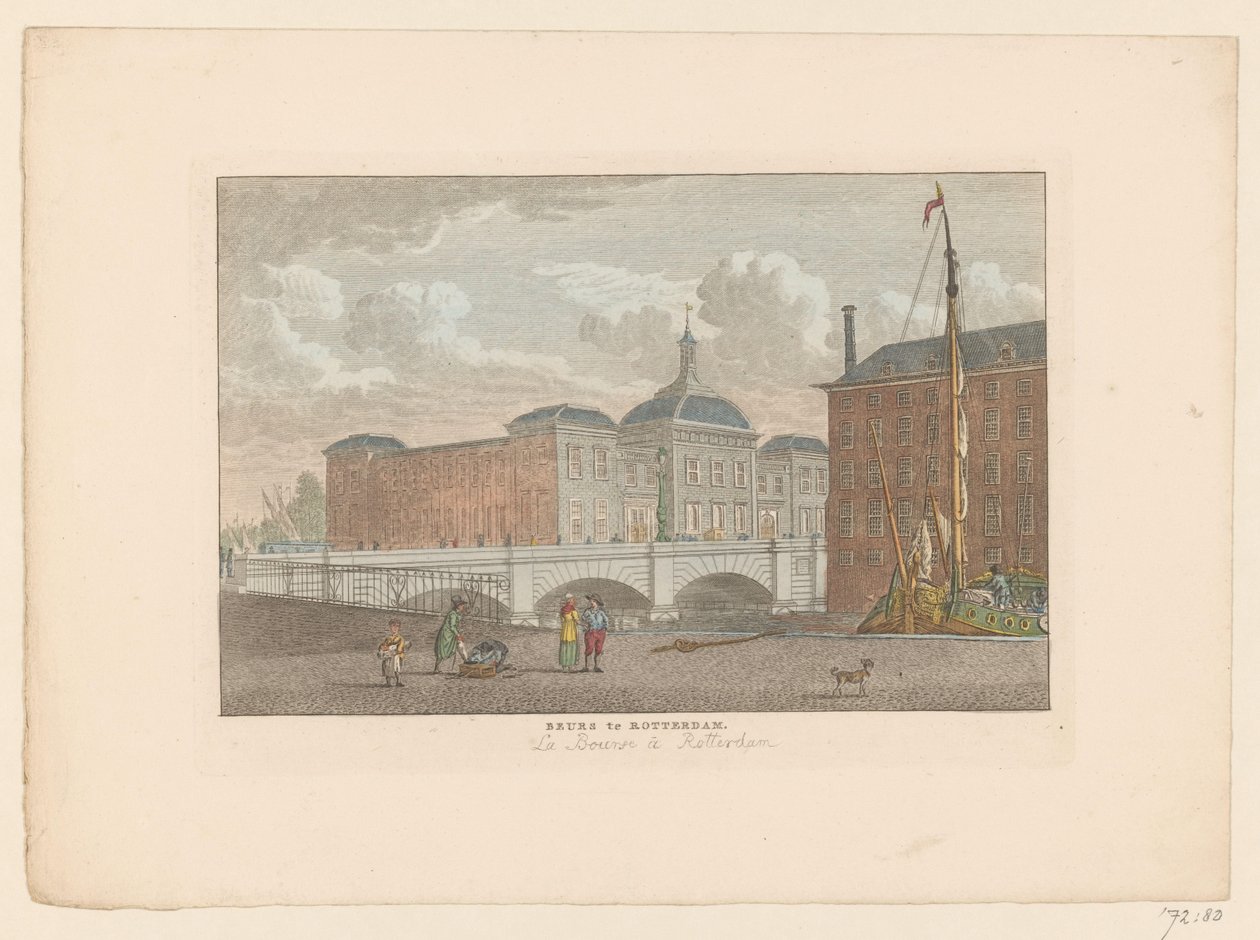 Utsikt over børsen i Rotterdam Messe i Rotterdam / La Bourse à Rotterdam (tittel på objekt) av Carel Frederik Bendorp (I)