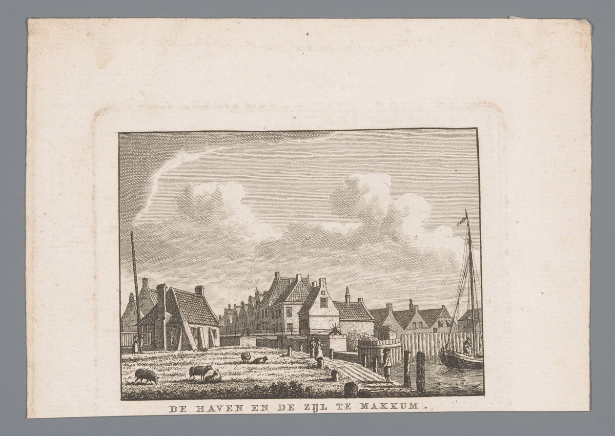 Haven en Zijl i Makkum Havnen og Zijl i Makkum (tittel på objekt) av Carel Frederik Bendorp (I)