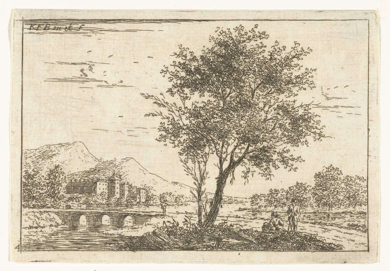 Kupert landskap med et slott ved elven Landskap (serietittel) av Carel Frederik Bendorp (I)