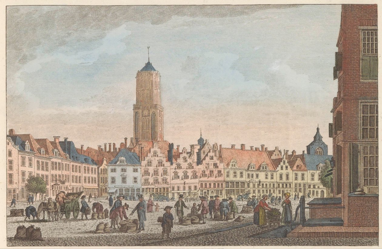 Neude i Utrecht, ca. 1790 De Neude i Utrecht / Marché dite Neude i Utrecht (tittel på objekt) av Carel Frederik Bendorp (I)