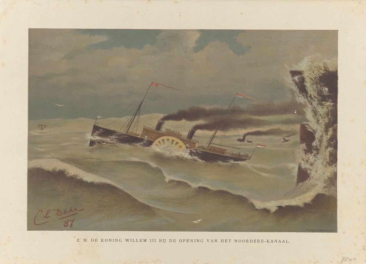 Send Willem III ved åpningen av Nordsjøkanalen, 1876 H.M. de Koning Willem III ved åpningen av Nordsjøkanalen (tittel på objekt) av Carel Lodewijk Dake