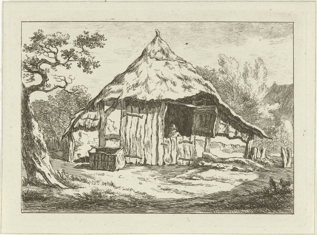 Våningshus med åpen øvre dør Landskap (1–6) (serietittel) av Carel Lodewijk Hansen