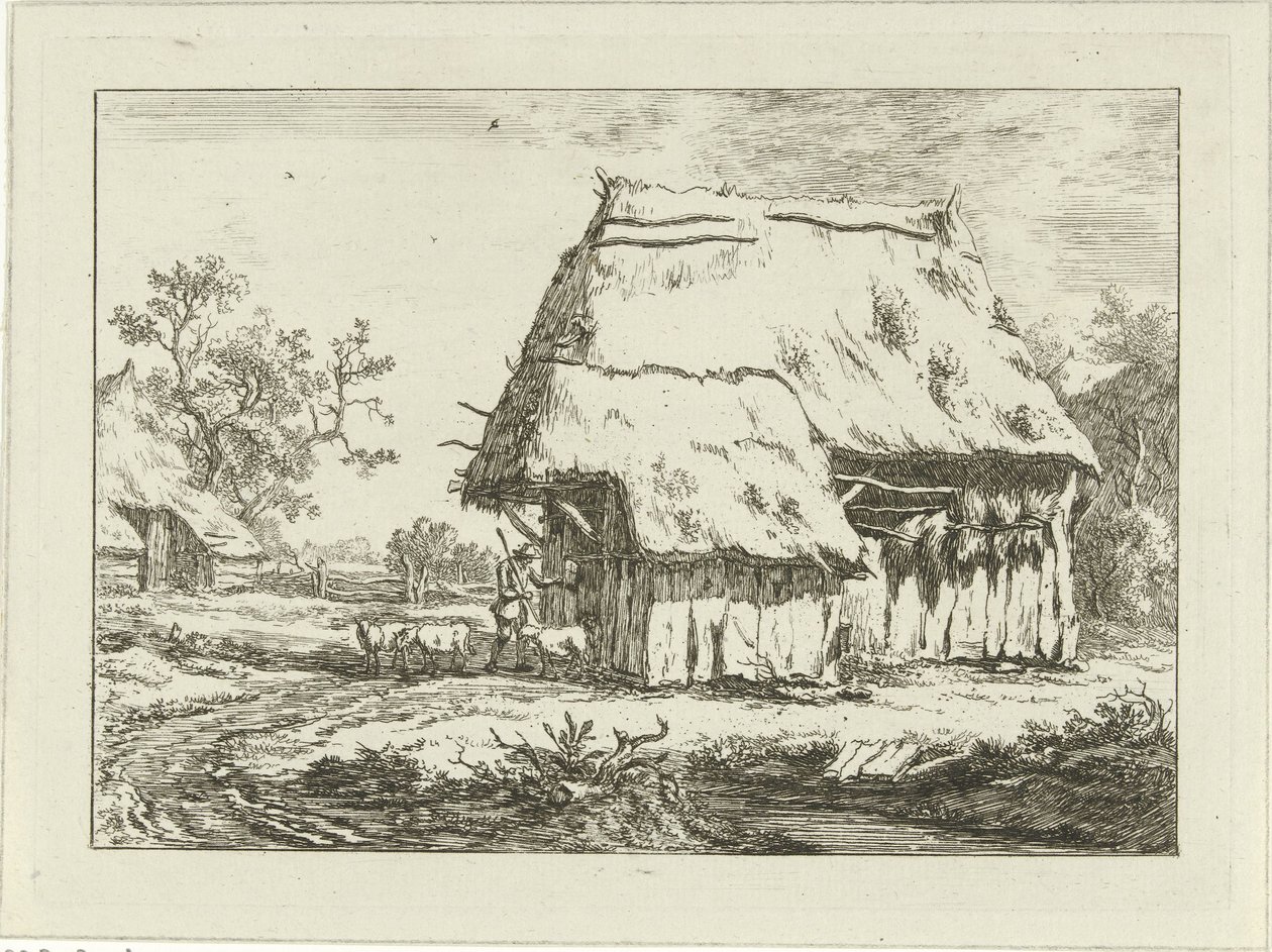 Hyrde ved en sauefjøs Landskap (1–6) (serietittel) av Carel Lodewijk Hansen