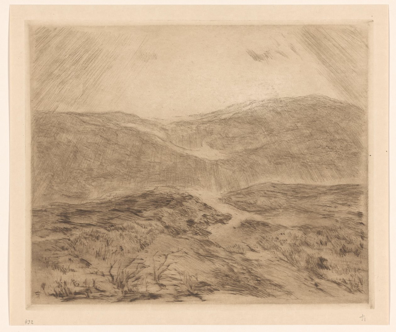 Sanddynelandskap med solstråler av Carel Nicolaas Storm van 