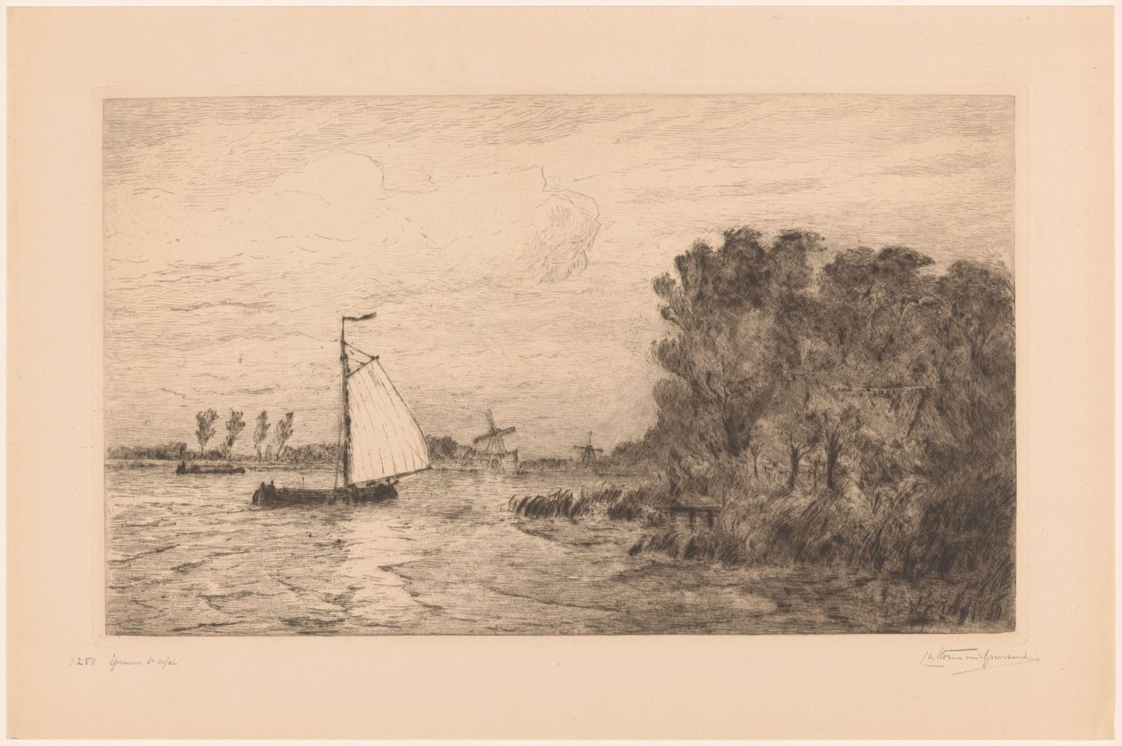 Utsikt over Vecht nær Weesp La Vecht près Weesp (original tittel) av Carel Nicolaas Storm van 