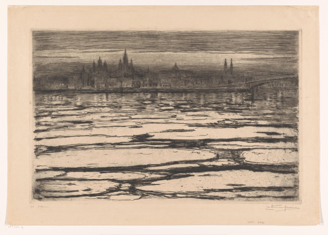Istapper på Rhinen (original tittel på objekt) av Carel Nicolaas Storm van 