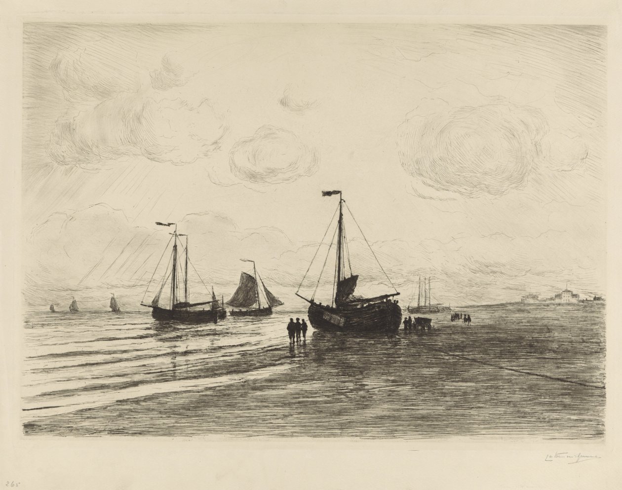 På stranden i Katwijk av Carel Nicolaas Storm van 
