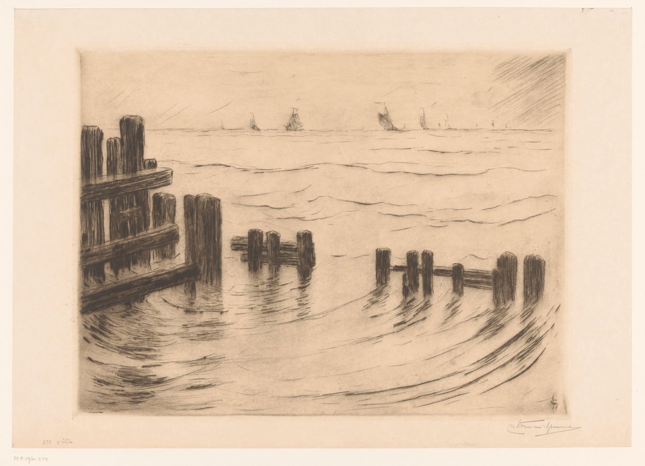 Havlandskap med molo ved Vlissingen Brise-lames, Flessingue (original tittel) av Carel Nicolaas Storm van 