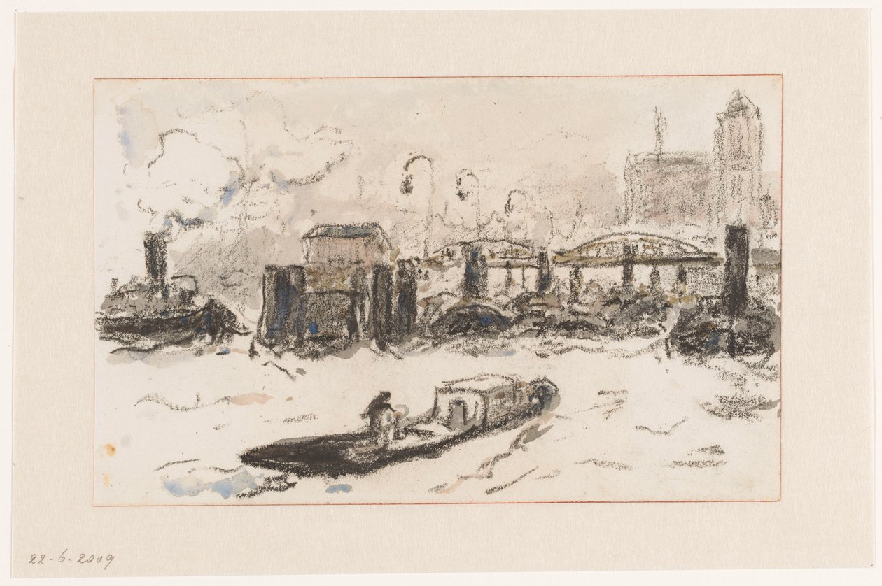 Utsikt i havnen i Hamburg av Carel Nicolaas Storm van 