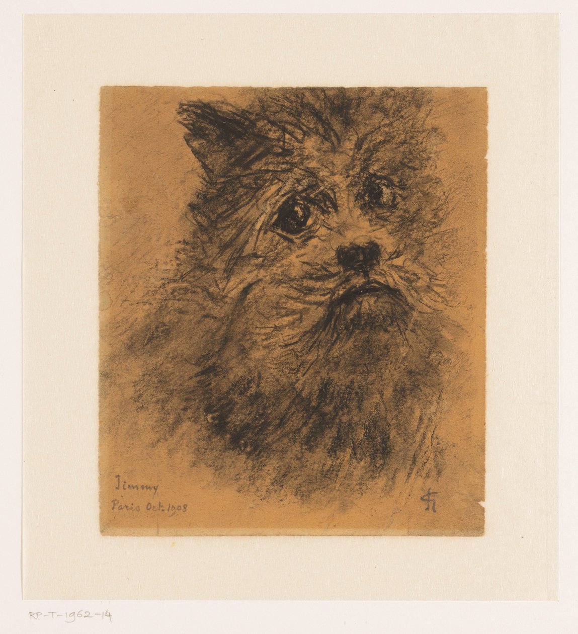Portrettstudie av hunden Jimmy av Carel Nicolaas Storm van 