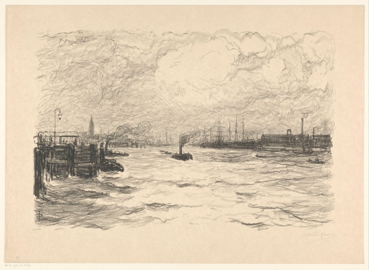 Taubåt i havnen i Hamburg av Carel Nicolaas Storm van 