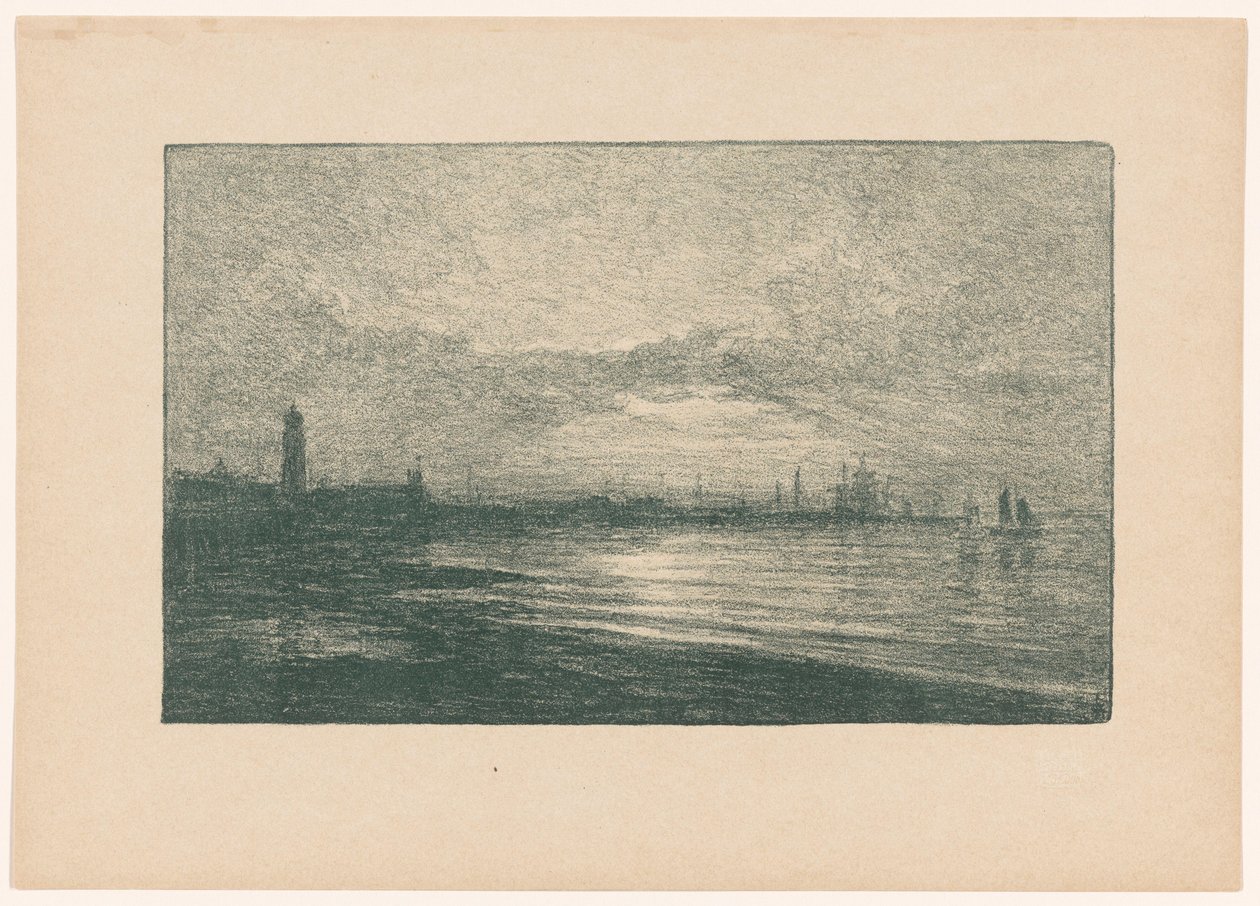 Havnehavn om natten Dagens fall (tittel på objekt) av Carel Nicolaas Storm van 