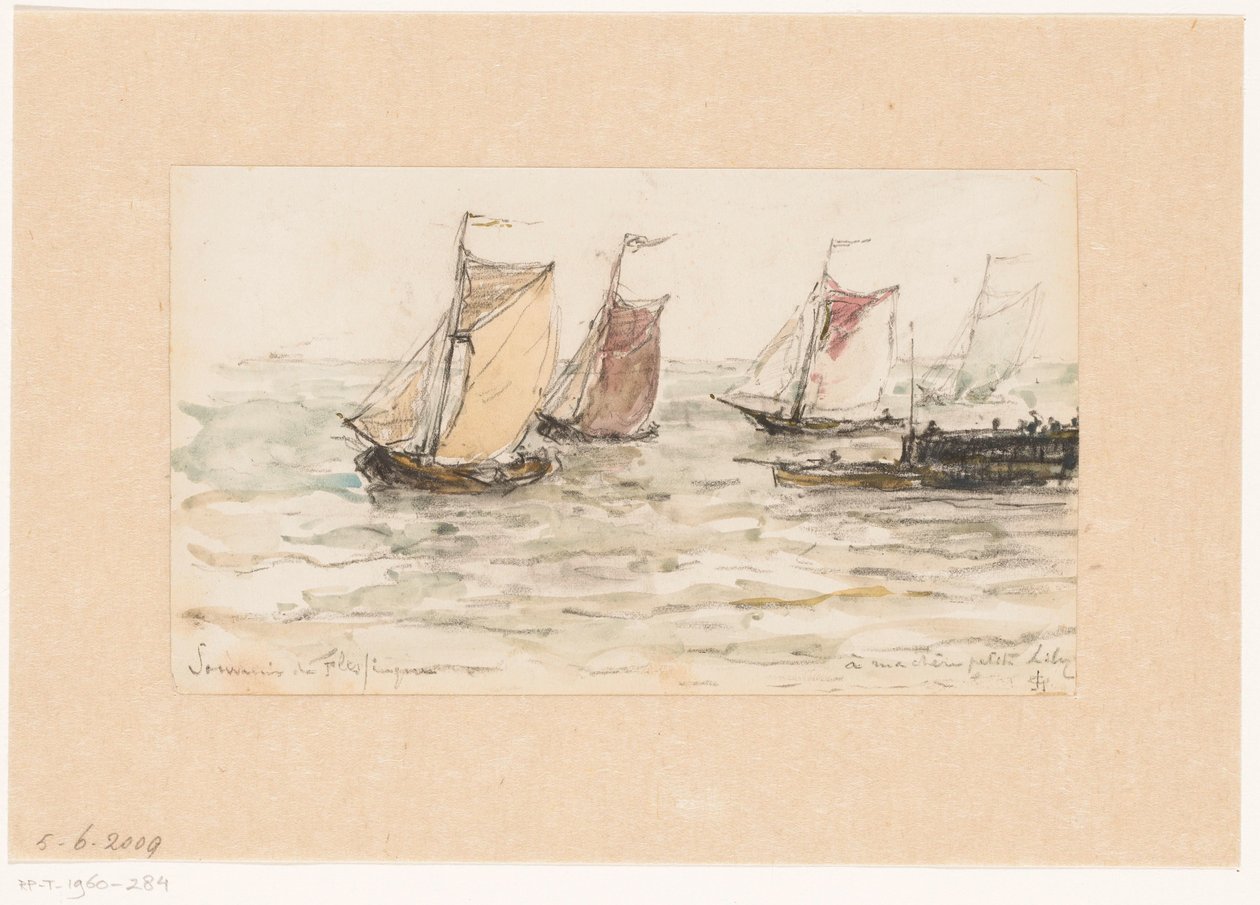 Seilende fiskefartøy på Schelde av Carel Nicolaas Storm van 