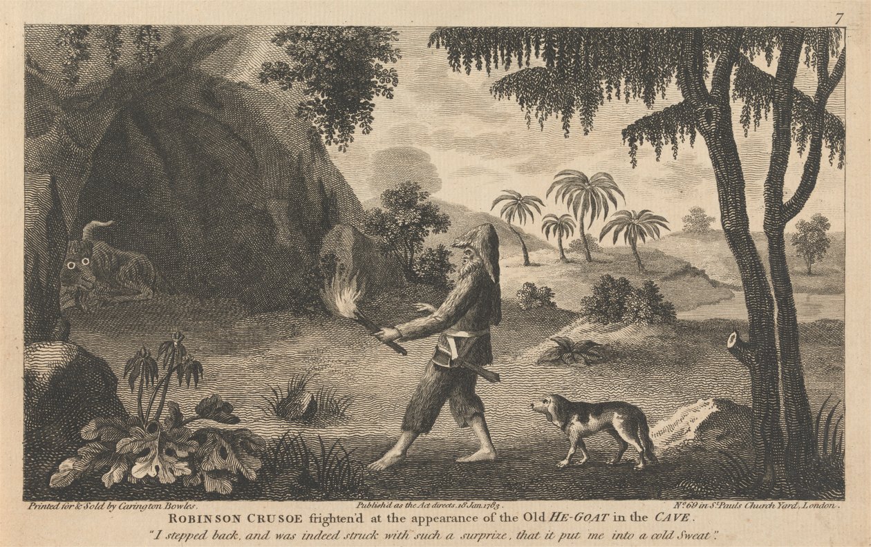 Tolv illustrasjoner av Robinson Crusoe av Carington Bowles