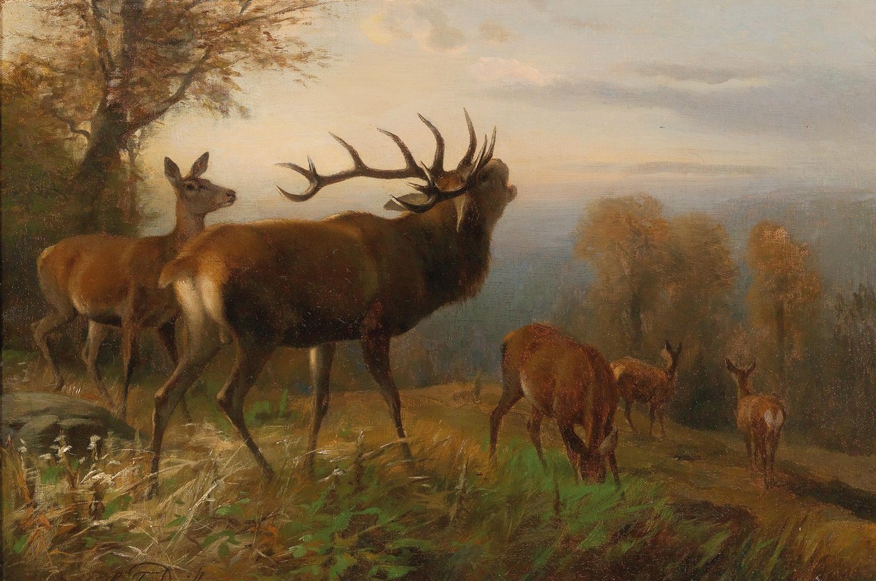 Besetning med kronhjort av Carl Friedrich Deiker