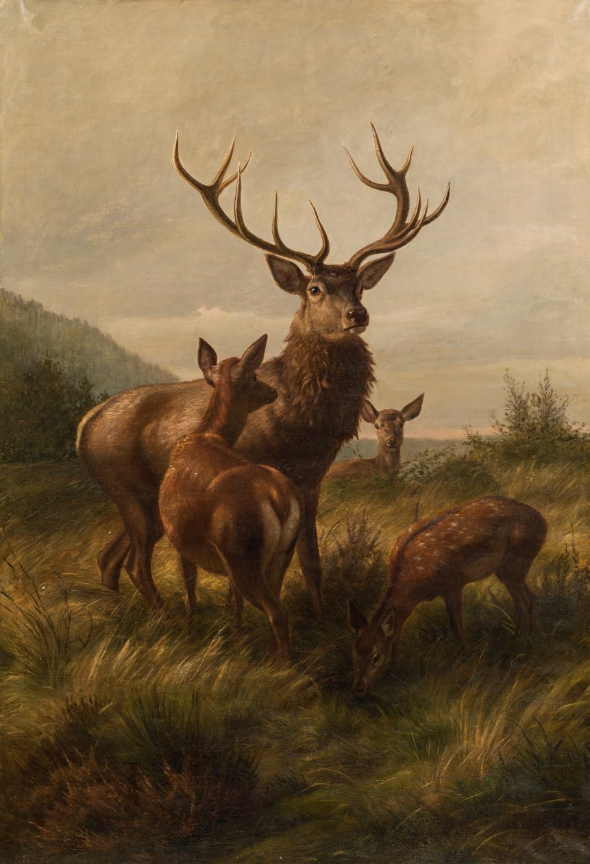 Tolvskjerm med hind av Carl Friedrich Deiker