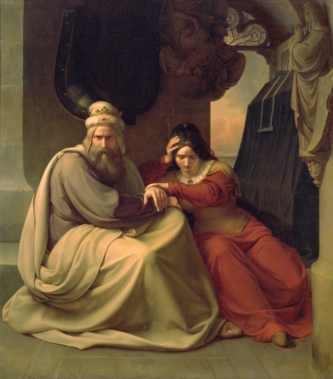 Kongepar sørger over sin døde datter, 1830 av Carl Friedrich Lessing