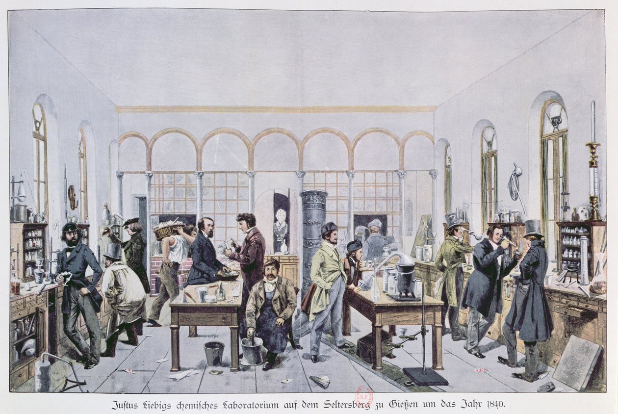 Utsikt over kjemilaboratoriet til Baron Justus von Liebig (1803-73) ca. 1840 ved Giessen av Carl Friedrich Wilhelm Trautschold