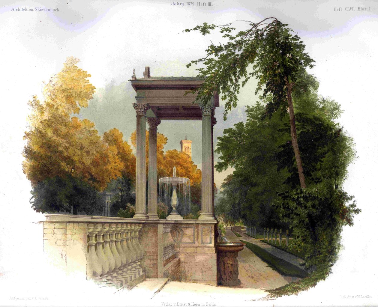Fonteneanlegg i Sanssouci, Potsdam av Carl Graeb