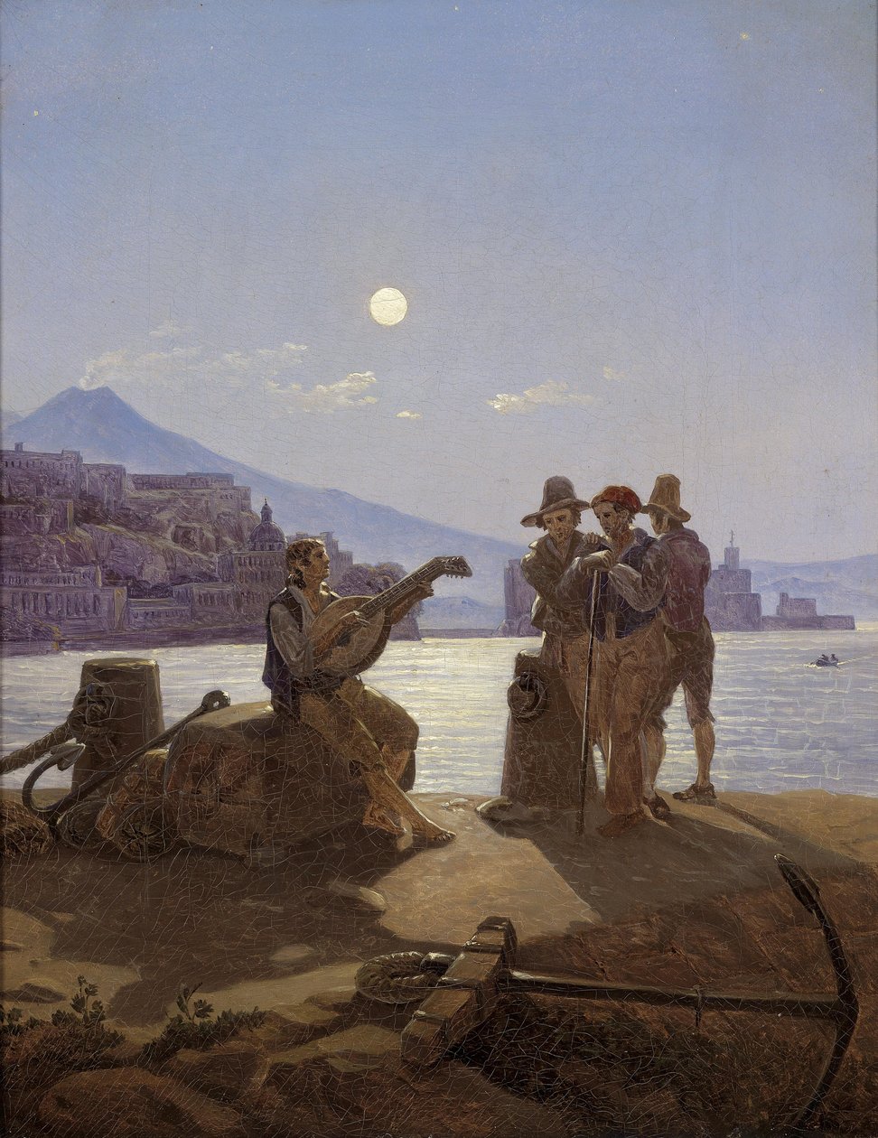 Italienske fiskere i havnen i Napoli av Carl Gustav Carus