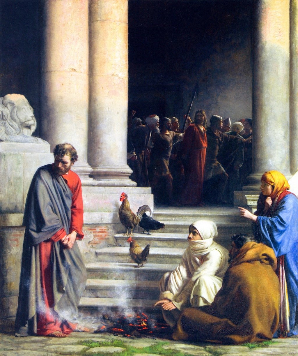 Benektelse av Jesus av Peter av Carl Heinrich Bloch
