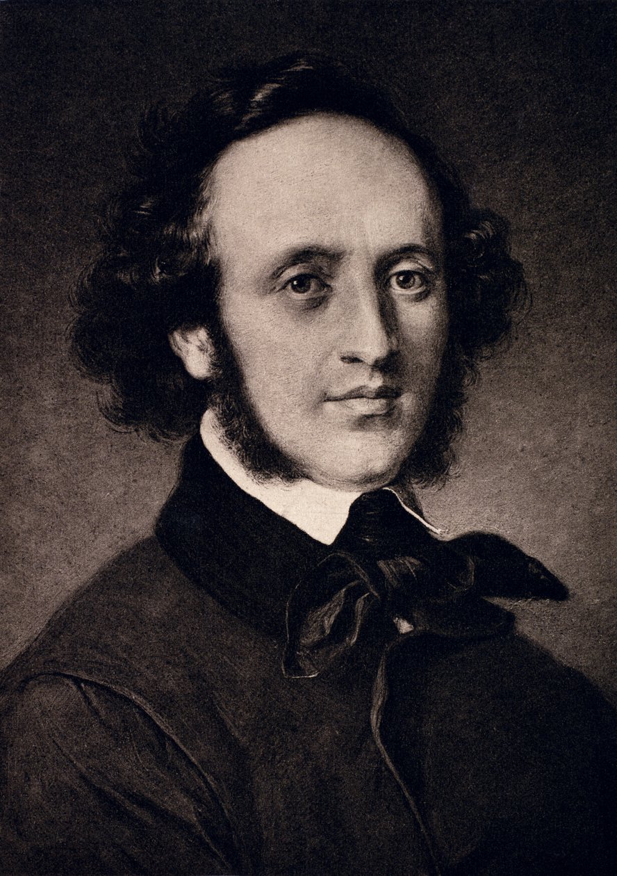 Portrett av Felix Mendelssohn (1809-47) gravert av F. Bruckmann av Carl Jaeger