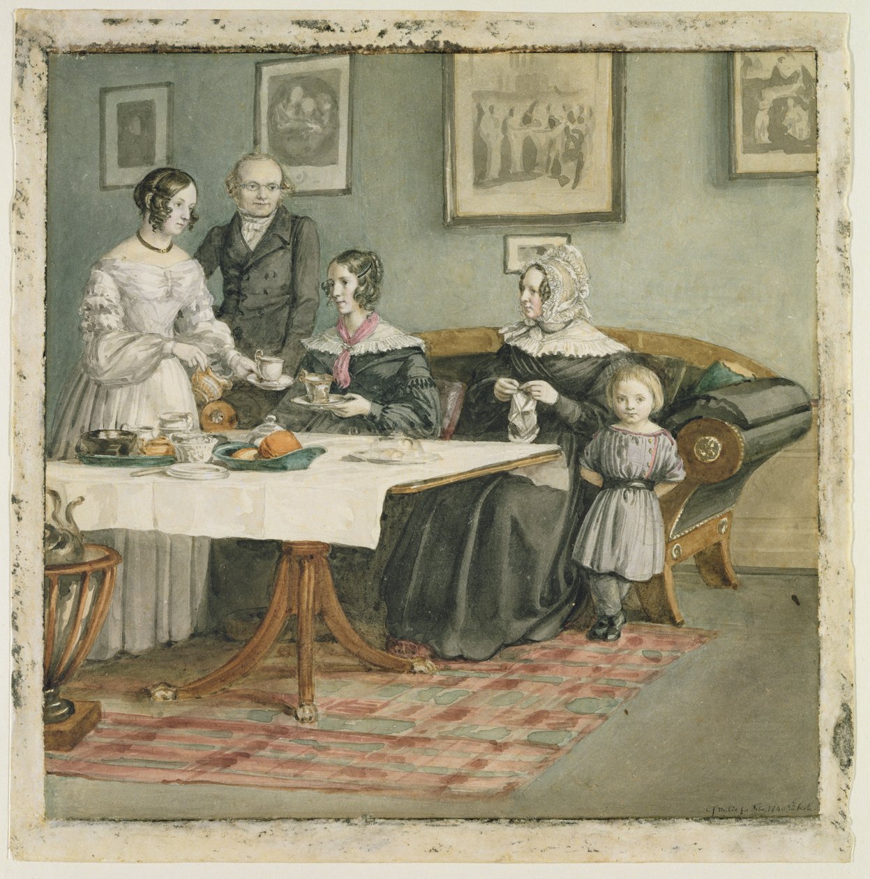 Professor Johannes Classen (1805-91) og familie, 1840 av Carl Julius Milde