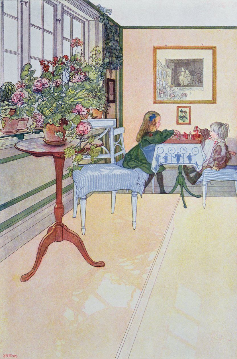 A Game of Chess, tidlig på det tjuende århundre av Carl Larsson