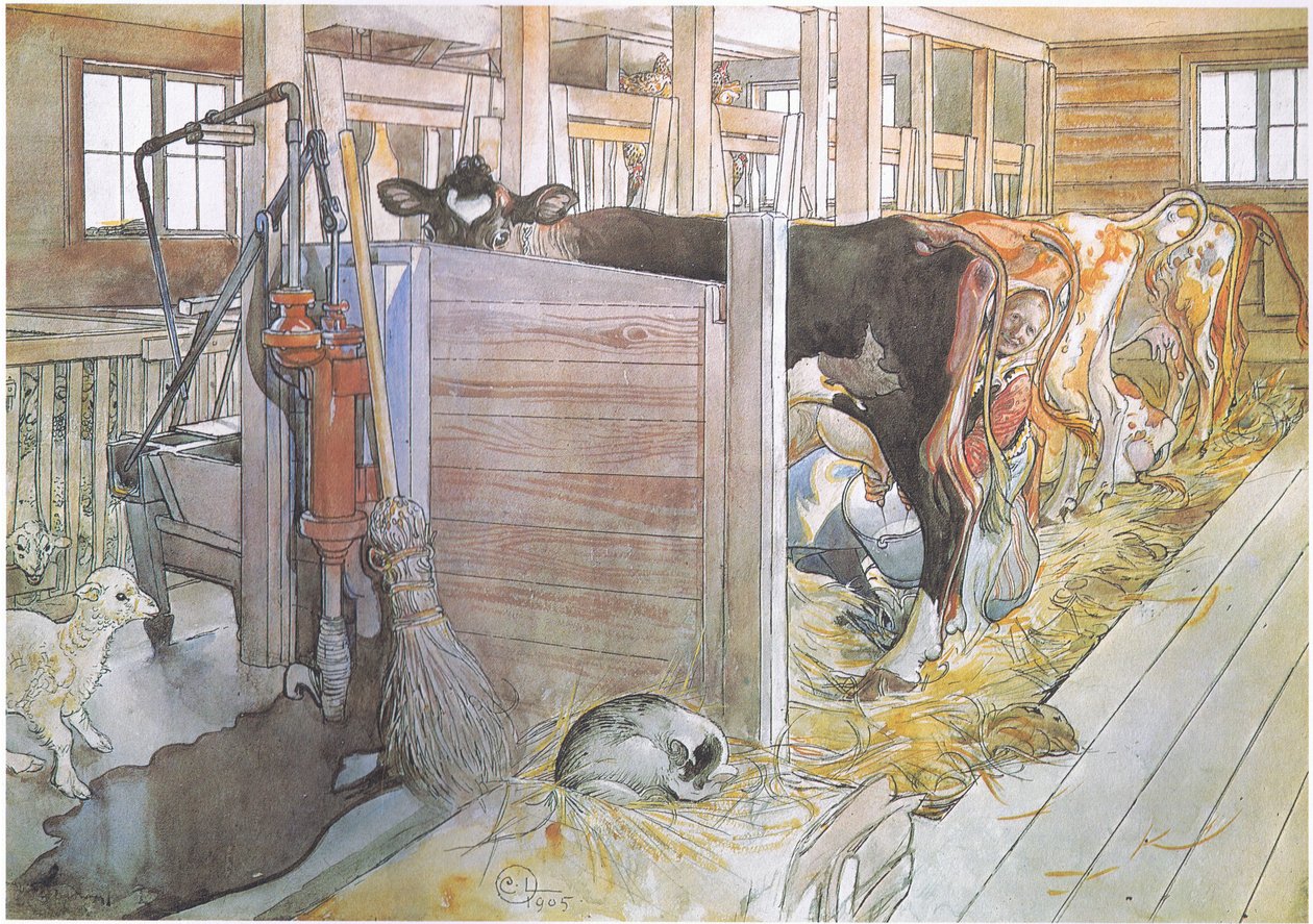 Johana melker kyrne av Carl Larsson