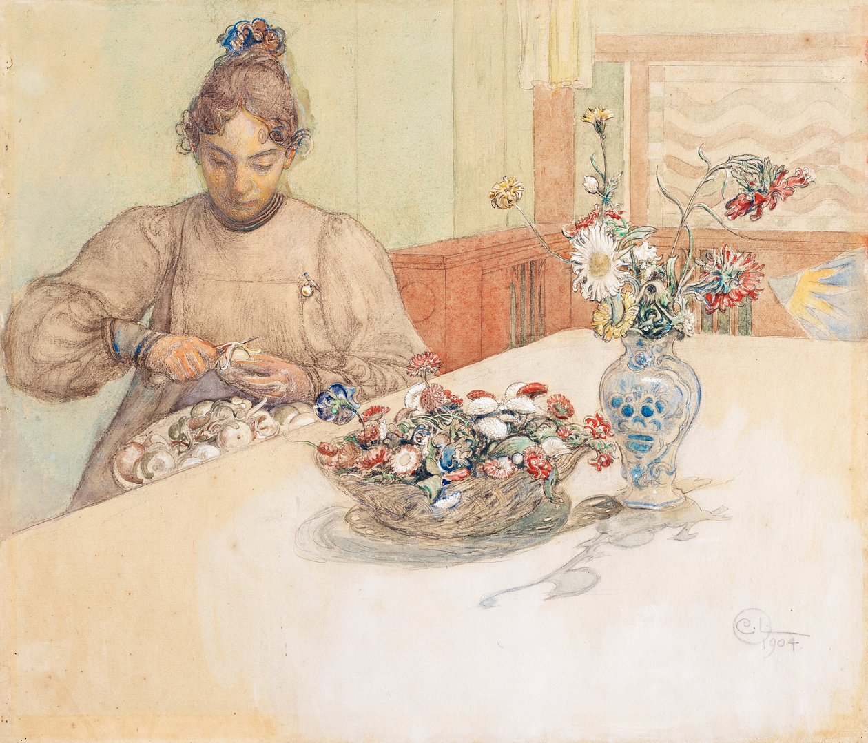Karin peeling epler av Carl Larsson