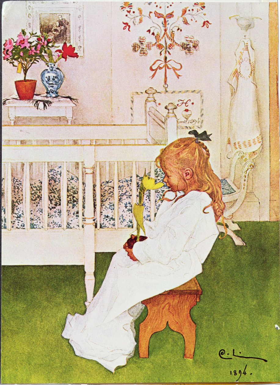 Lisbeth med en gul tulipan av Carl Larsson