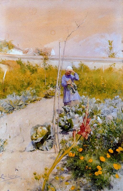 Mann i hagen av Carl Larsson
