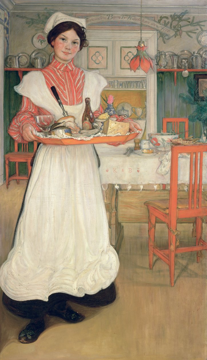 Martina bærer frokost på et brett, 1904 av Carl Larsson