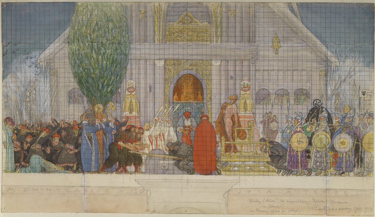 Forberedende skisse til Midvinteroffer av Carl Larsson